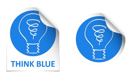 two blue stickers with bulb and shadowのイラスト素材
