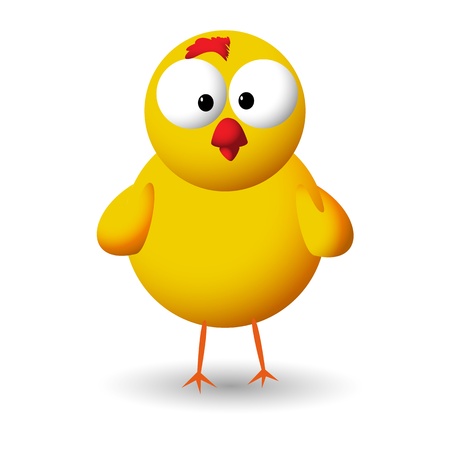 small yellow easter shadowed chicken alone on the paperのイラスト素材