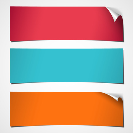 set of three banners with curled corner colored for winterのイラスト素材