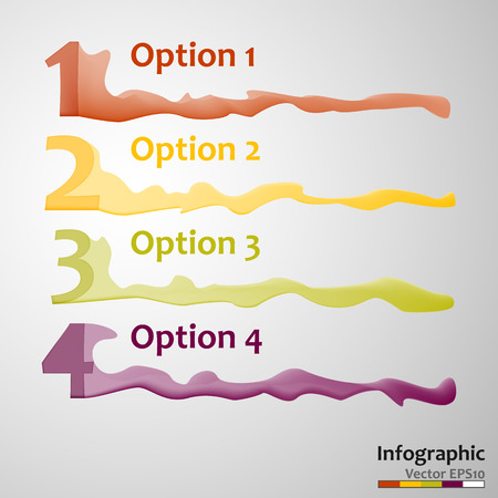 Color wavy infographic elements with text. Vector illustration.のイラスト素材