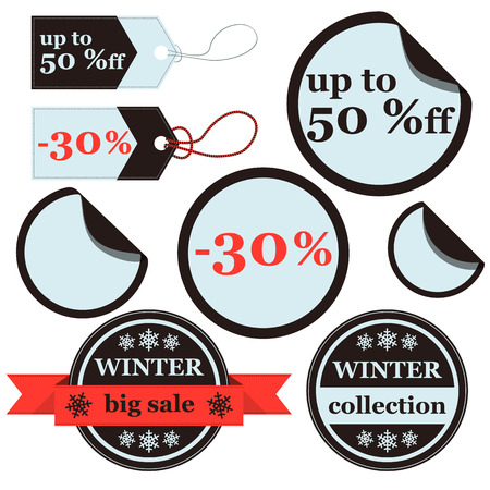 winter collection of stickersのイラスト素材