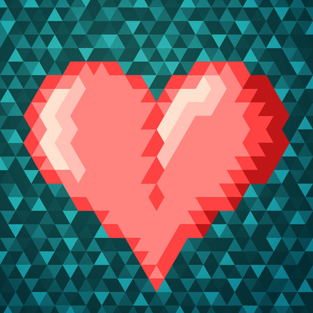 red triangle heart on the dark green-blue background