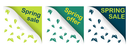 collection of three curled corner banners with textのイラスト素材