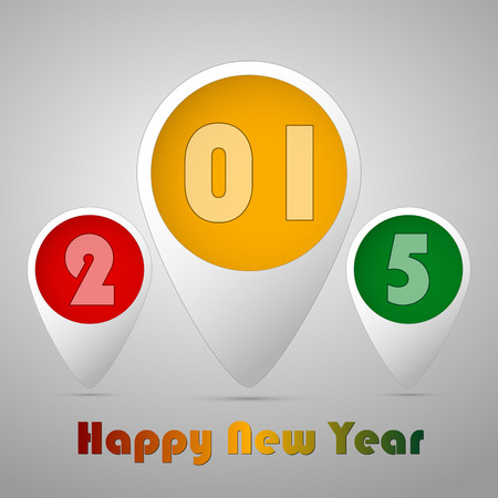 Three tag colored green, yellow and red for celebrating of the happy new year 2015. Vector illustration.のイラスト素材