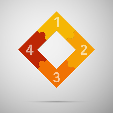Orange and red colored puzzle infographic concept with numbers. Vector illustrationl.のイラスト素材