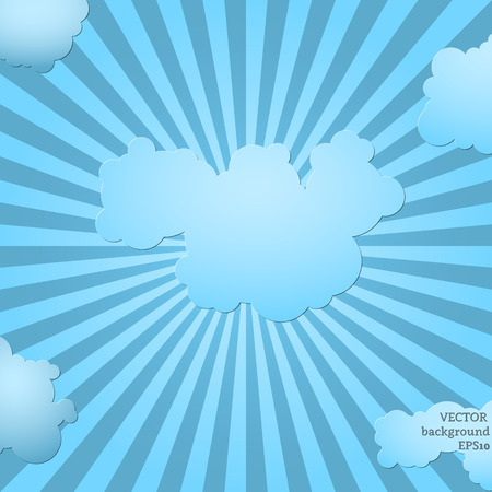 Blue sky shine with clouds and place for text. Vector illustration.のイラスト素材