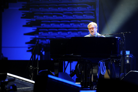 PRAGUE, CZECH REPUBLIC - DECEMBER 18, 2013: Famous British musician Elton John During the his performance in Prague, Czech Republic, December 18, 2013.のeditorial素材