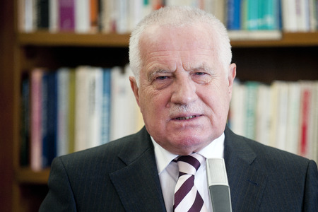 PRAGUE, CZECH REPUBLIC - MARCH 5, 2013: Czech President Vaclav Klaus, three days before end of the his presidential term in Prague, Czech Republic, March 5, 2013.のeditorial素材