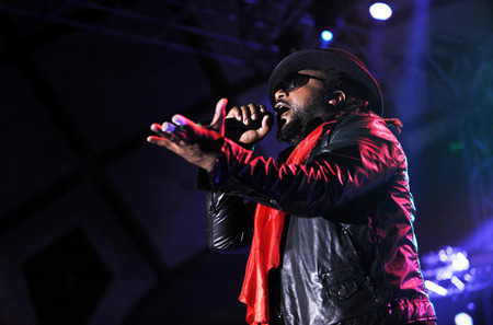 PRAGUE, CZECH REPUBLIC - JUNE 23, 2011: Singer Benji Webbe of Skindred During a performance at Prague City Festival in Prague, Czech Republic, June 23, 2011.のeditorial素材