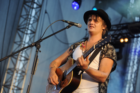 PILSEN, CZECH REPUBLIC - JULY 3, 2015: The English singer Pete Doherty During His performance at Rock for People festival in Europe Pilsen, Czech Republic, July 3, 2015.のeditorial素材