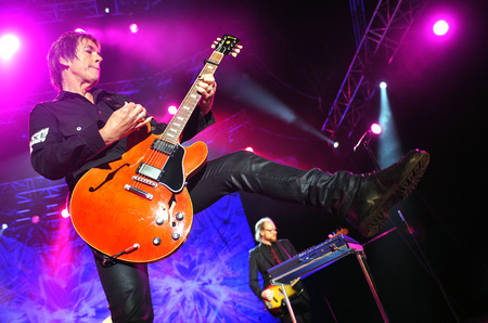PRAGUE, CZECH REPUBLIC - JUNE 5, 2011: Singer and guitarist Per Gessle of Roxette During a performance in Prague, Czech Republic, June 5, 2011.のeditorial素材