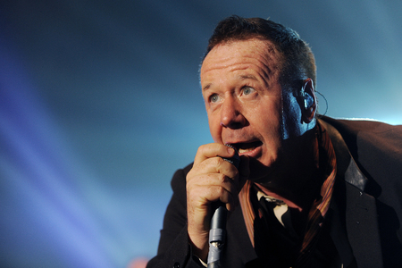 PRAGUE, CZECH REPUBLIC - FEBRUARY 28, 2014: Singer James Kerr of Simple Minds During a performance in Prague, Czech Republic, February 28, 2014.のeditorial素材