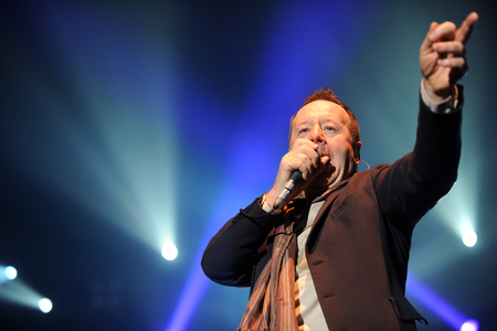 PRAGUE, CZECH REPUBLIC - FEBRUARY 28, 2014: Singer James Kerr of Simple Minds During a performance in Prague, Czech Republic, February 28, 2014.のeditorial素材