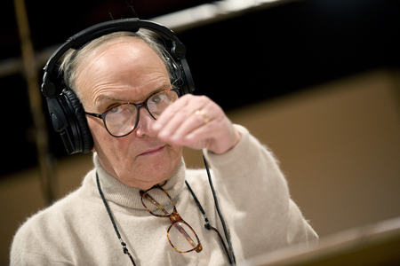 PRAGUE, CZECH REPUBLIC - DECEMBER 12, 2010: Famous Italian music composer Ennio Morricone During his stay in Prague, Czech Republic, December 12, 2010.のeditorial素材