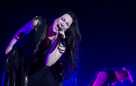 Singer Amy Lee of Evanescence during performance at festival Rock for People in Hradec Kralove,...
