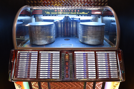 HATE, CZECH REPUBLIC - FEBRUARY 14, 2018: Old Jukebox Wurlitzer in Hate, Czech Republic, February...