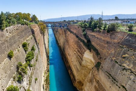 The Corinth Canal in the Aegean Sea, Greeceの写真素材