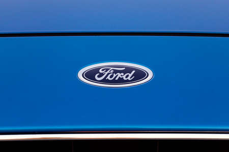 PRAGUE, CZECH REPUBLIC - APRIL 11, 2020: Logo of Ford vehicle in Prague, Czech Republic, April 11, 2020のeditorial素材