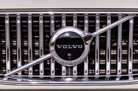PRAGUE, CZECH REPUBLIC - MAY 28, 2020: Logo of Volvo vehicle in Prague, Czech Republic, May 28, 2020のeditorial素材