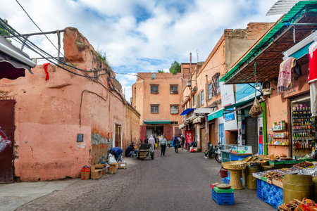 MARRAKESH, MOROCCO - JANUARY 21, 2019: Street of city Marrakesh in Morocco, January 21, 2019のeditorial素材