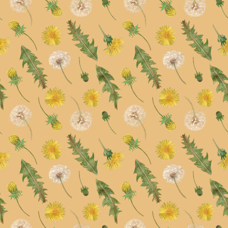 Spring flowers seamless pattern. Hand drawn with colored pencils. Design for fabric, wallcovering, postcards, invitations, paper for scrapbooking.の写真素材