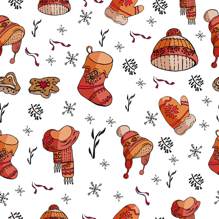 Awesome holiday vector background. Christmas repeating wallpaperのイラスト素材