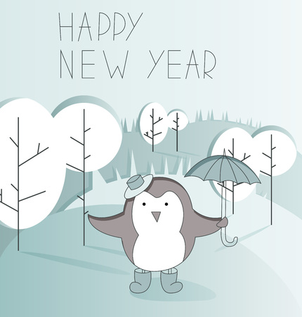 Cute cartoon character on and awesome holiday cardの写真素材