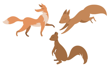 Set of cartoon vector animals in flat styleのイラスト素材