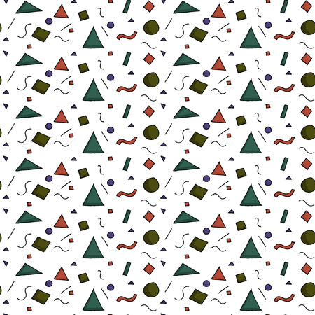 Vector doodle seamless pattern with repeated geometrical free drawn shapesのイラスト素材