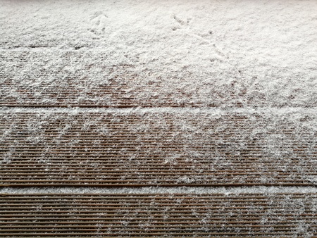 Snow drift on Wood Boards with Blank Space or Room for Copy, Text, or your Words. Horizontal with warm tonesの写真素材