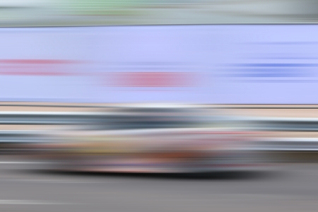 along the road with motion blur. 