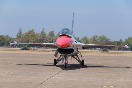 NAKHON RATCHASIMA THAILAND - JANUARY 11: The Children's Day . In this day have Air show from Thailand pilot .The Royal Thai Air force Base Airport 1st Airborne Division on January 11, 2014, in Nakhon Ratchasima Thailand.のeditorial素材
