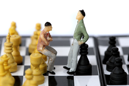 Businessman model on chess board.の写真素材