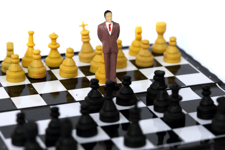 Businessman model on chess board.の写真素材