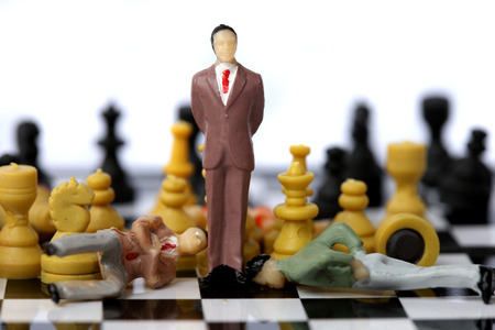 Businessman model on chess board.の写真素材