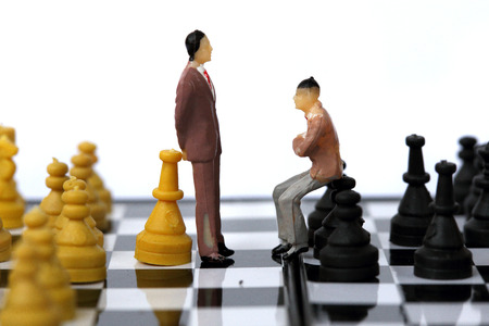 Businessman model on chess board.の写真素材