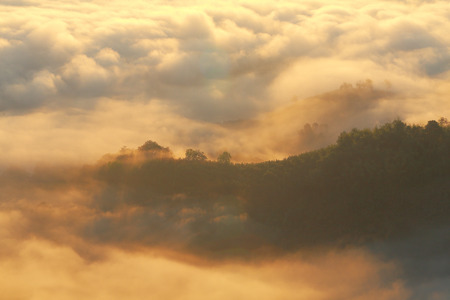 Great views of Sunrise with mountains and cloud.