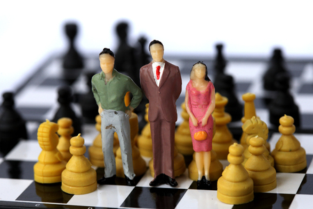 Businessman model on chess board.の写真素材