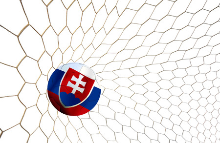 soccer ball team Austria into the goal Football Euro cup 2016 on a white background.の写真素材