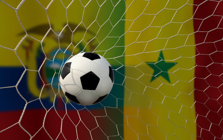 Football Cup competition between the national Ecuador and national Senegal.の写真素材