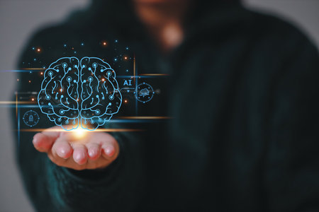 Brain of AI, Symbolic, Machine learning, artificial intelligence of futuristic technology. AI network of brain on business analysis, innovative and business growth development.の写真素材