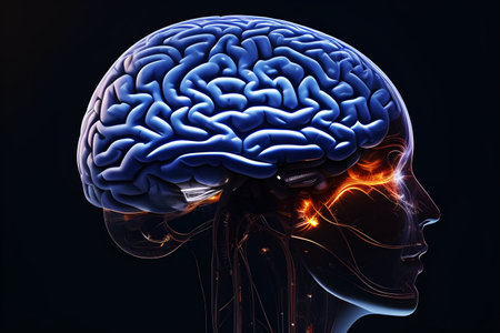 Human brain on mental idea mind Concept. Artificial Digital Brain big Data. Generative AI.の素材