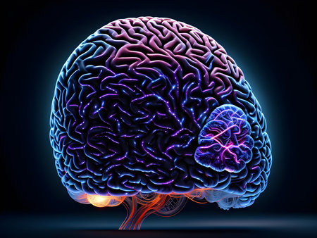 Human brain on mental idea mind Concept. Artificial Digital Brain big Data. Generative AI.の素材