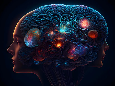 Human brain on mental idea mind Concept. Artificial Digital Brain big Data. Generative AI.の素材