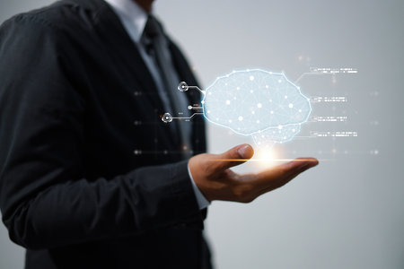 Brain of AI, Symbolic, Machine learning, artificial intelligence of futuristic technology. AI network of brain on business analysis, innovative and business growth development.の写真素材