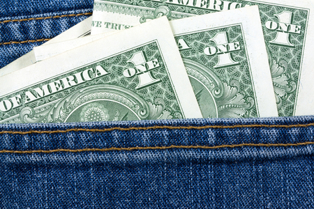 banknotes in  jean pocketの写真素材