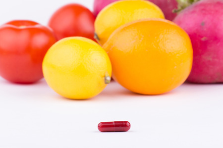 medicine pill and fruitsの写真素材