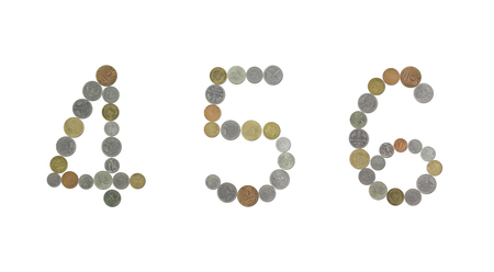 Numbers with old coinsの写真素材