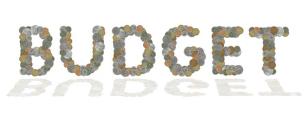 BUDGET word with Old Coinsの写真素材