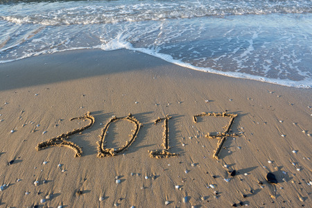 Year 2017 on beach
